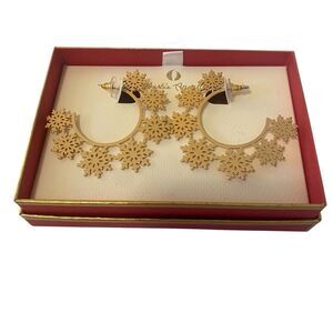 Darbie Angell Matte Gold Toned Filigree Snowflake Earrings